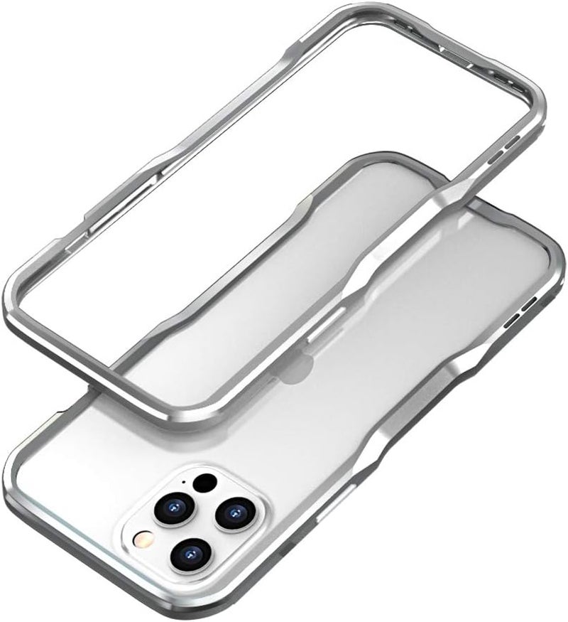 HENGHUI Bumper Case Compatible with iPhone 13 mini Aluminum Bumpers Metal Frame Bumper Cover Shock Absorbent Slim Cool Design (Silver) - Image 1